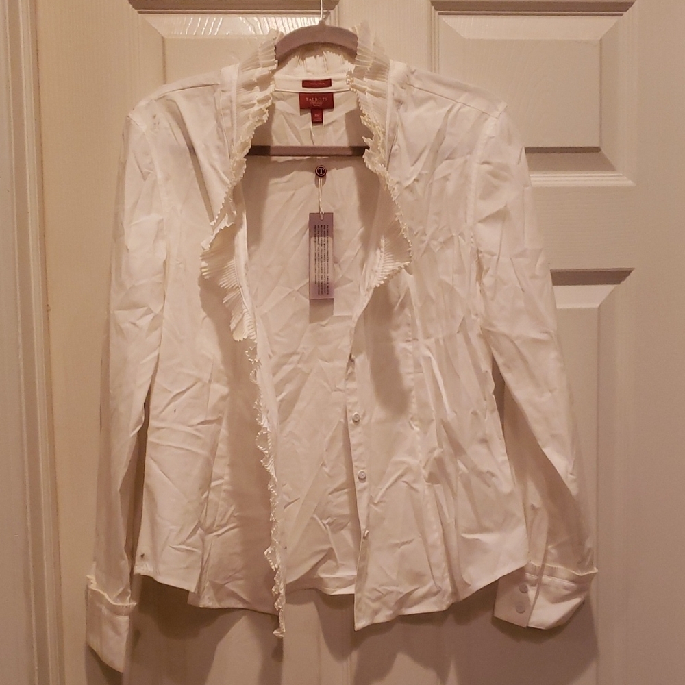 Talbots Cream Stretch Poplin Blouse